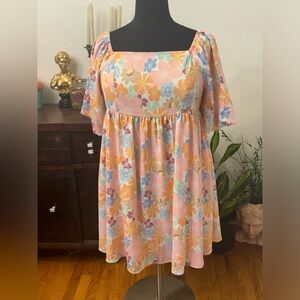 Floral Pastel Mini Dress 2X